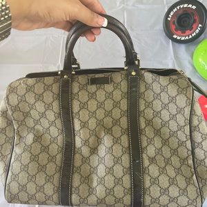 Gucci Monogram Beige Brown Leather Joy Boston Bag